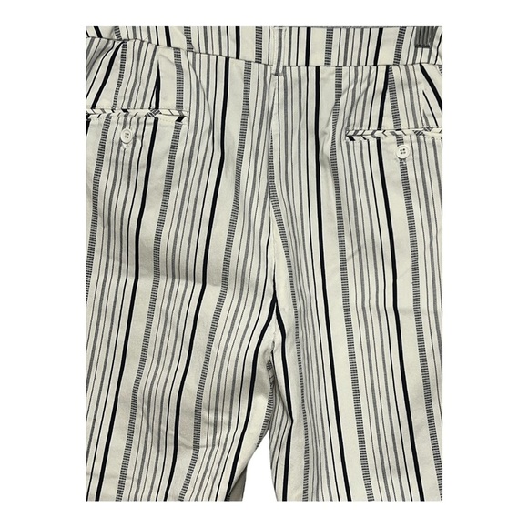 Valerie Stevens Striped Flat Front Straight Leg Ankle Pant Navy White Plus 24W - Picture 8 of 10